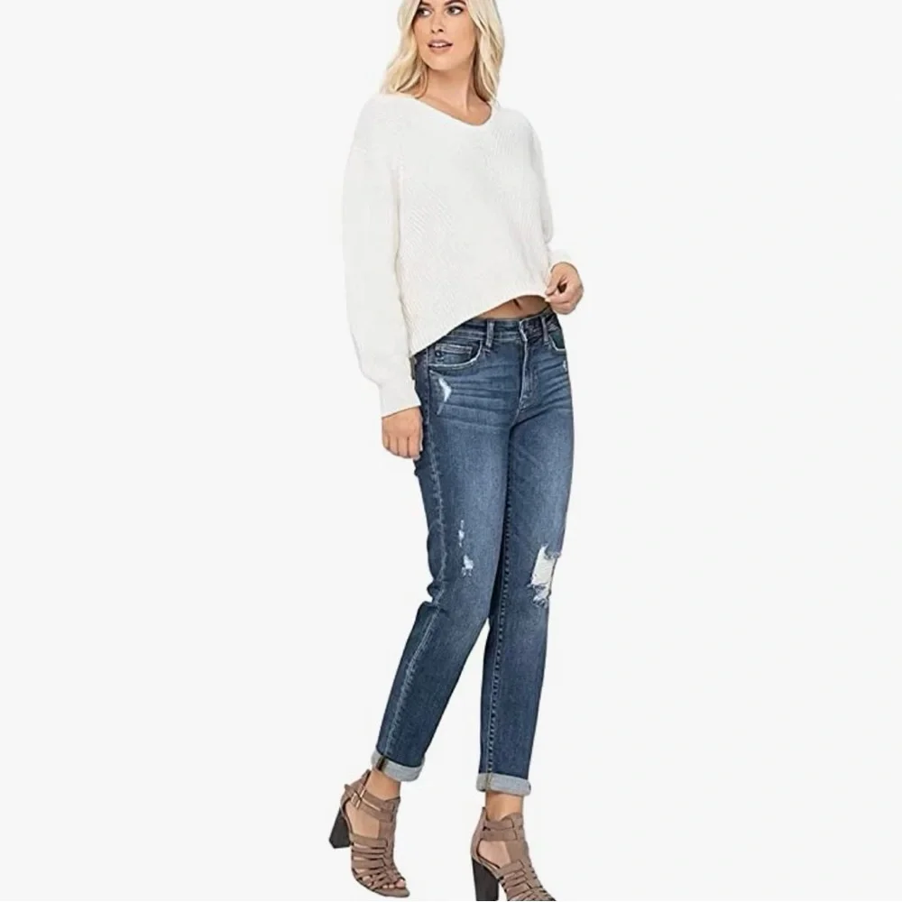 💋NWT💋 Judy Blue Cuffed Destroyed Slim Fit Jeans  Plus Size 24W - Picture 2 of 12